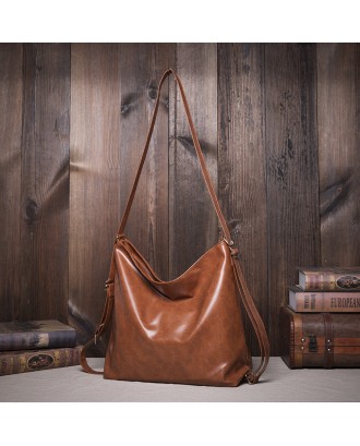 Women Oil Wax Leather Large Capacity Backpack Shoulder Bag Crossbody Bag Purse Diaper Bag Hobo Bag Hobo Bag