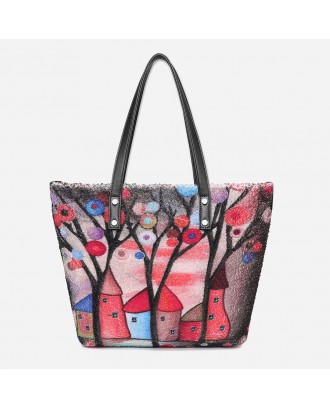 Women Colorful DIY Lamb Hair Bag Tote Bag Shoulder Bag