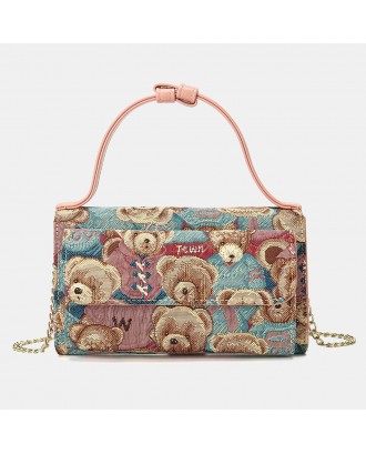 Women Bear Pattern 5 Card Slots Chain Phone Purse Crossbody Bag