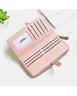 Women 10 Card Slots Zipper Long Wallet Purse Clutchs Bag