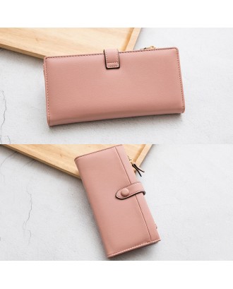 Women 21 Card Slots Solid Long Wallet Purse Phone Bag