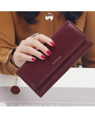 Women Fashion Phone Bag Artificial Leather Multi-functional Long Wallet 9 Card Slots Clutch Bag