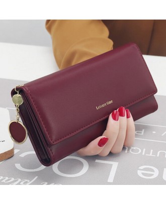 Women Fashion Phone Bag Artificial Leather Multi-functional Long Wallet 9 Card Slots Clutch Bag