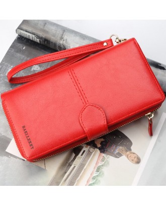 Baellerry Women Faux Leather Large Capacity Fashion Purse Wallet Pure Color Clutch Bag Card Holder