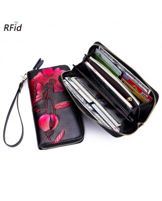 Brenice Women RFID Blocking Bohemian Floral Clutch Bag 8 Card Slots Coin Purse Long Wallet