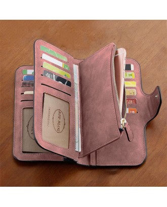 Women Butterfly Four Fold Wallet Purse 14 Card Slot 5.5 Inch Phone Bag