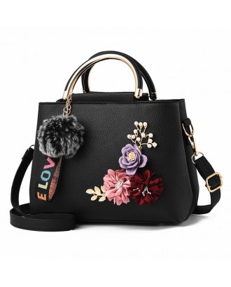 Womens Purses and Handbag Shoulder Bags Ladies Designer Top Handle Satchel Tote Bag with Ribbons and Flower Decoration