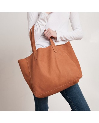 Women PU Leather Lychee Pattern Large Capacity Shoulder Bag Vintage Lightweight Breathable Handbag Tote