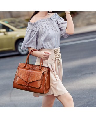 Women Snake Pattern Tote Bag Casual Large Capacity Crossbody Bag Handbag