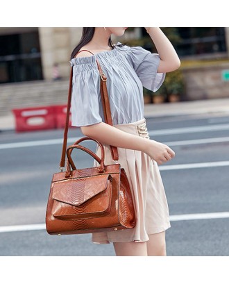 Women Snake Pattern Tote Bag Casual Large Capacity Crossbody Bag Handbag