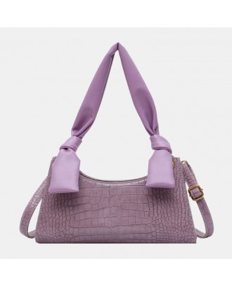 Women Solid Crocodile Pattern Shoulder Bag Handbag