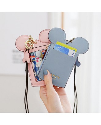 Cute Animal Shape Card Holder Wallet Purse Neck Wallet Lanyard Wallet for Women